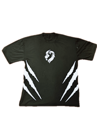 a black and white t - shirt with a lion on it