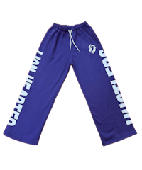 a pair of blue sweatpants with the words,'i'm a fighter'on them