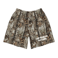 a camouflage shorts with the word'customer service'on it