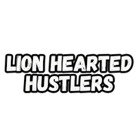 lion heart hustlers logo on a black background
